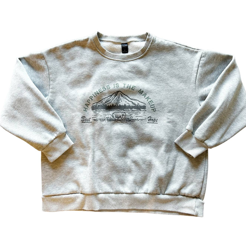 🛍️ Dazy Light Gray Happiness Sweatshirt Womens Size S